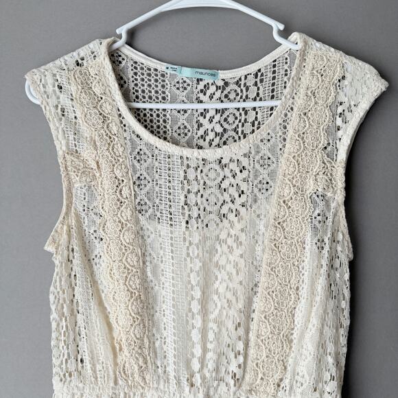 Maurices dress dainty coquette cream ivory lace feminine mini size M - Picture 2 of 9